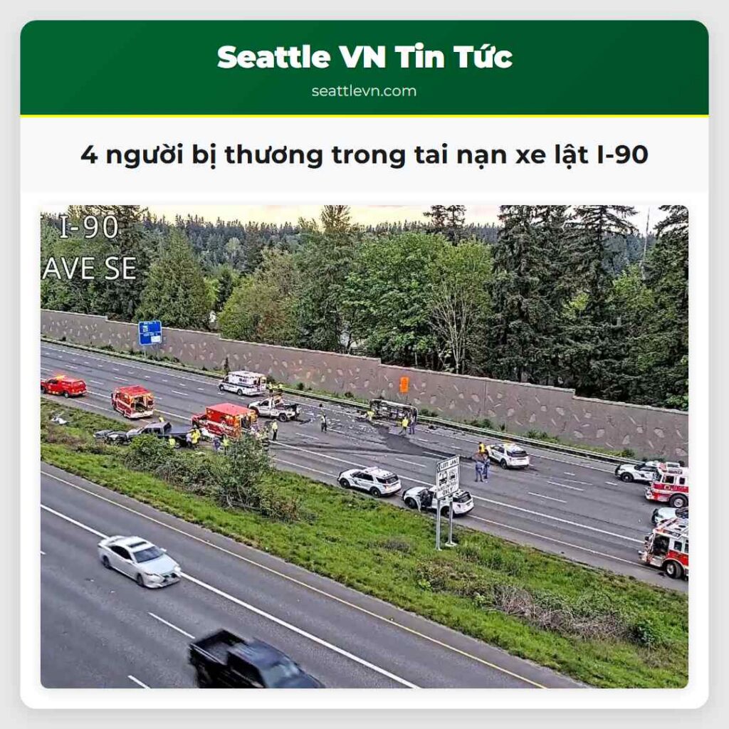 4 người bị thương trong tai nạn xe lật I-90