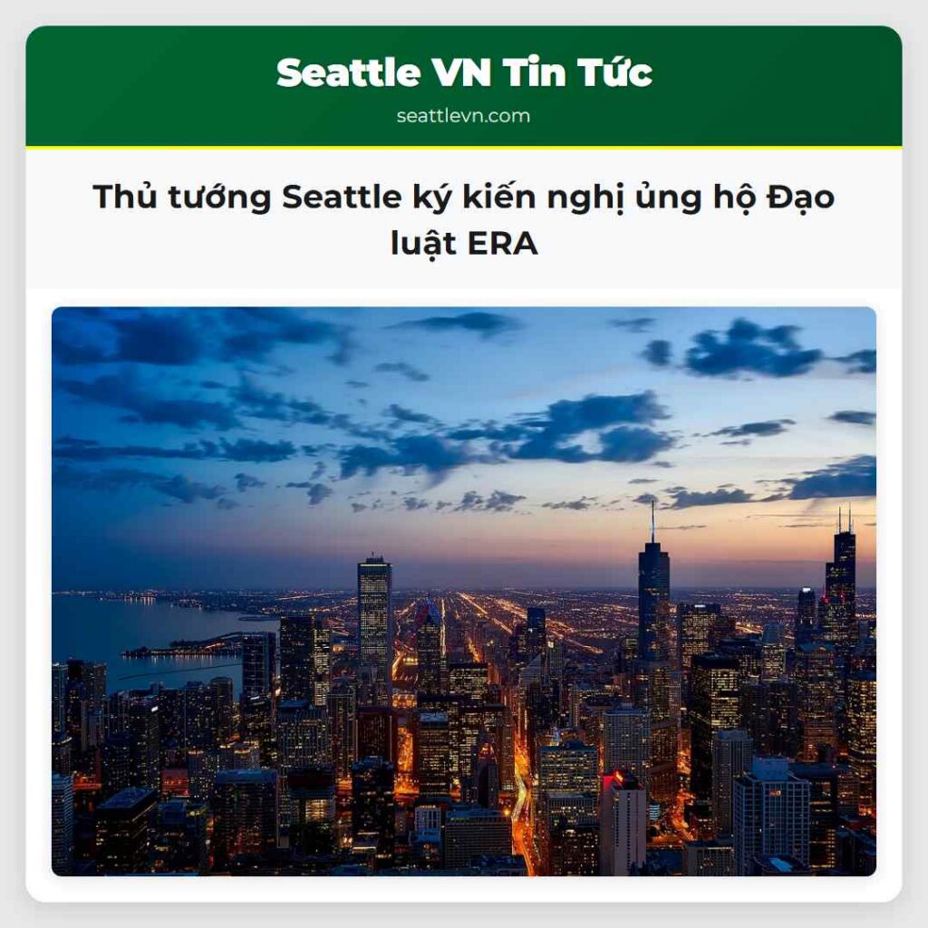 Thủ tướng Seattle ký kiến nghị ủng hộ Đạo luật ERA