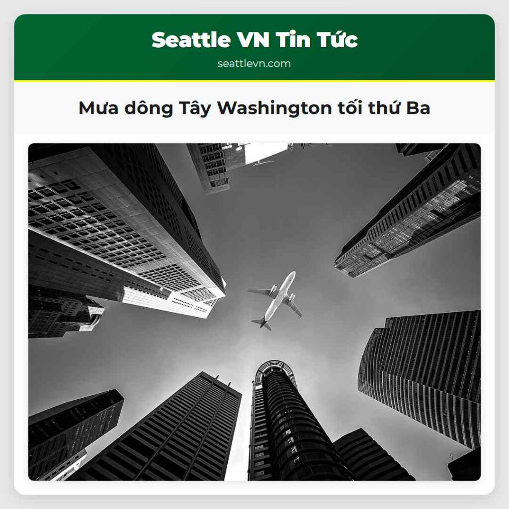 Mưa dông Tây Washington tối thứ Ba