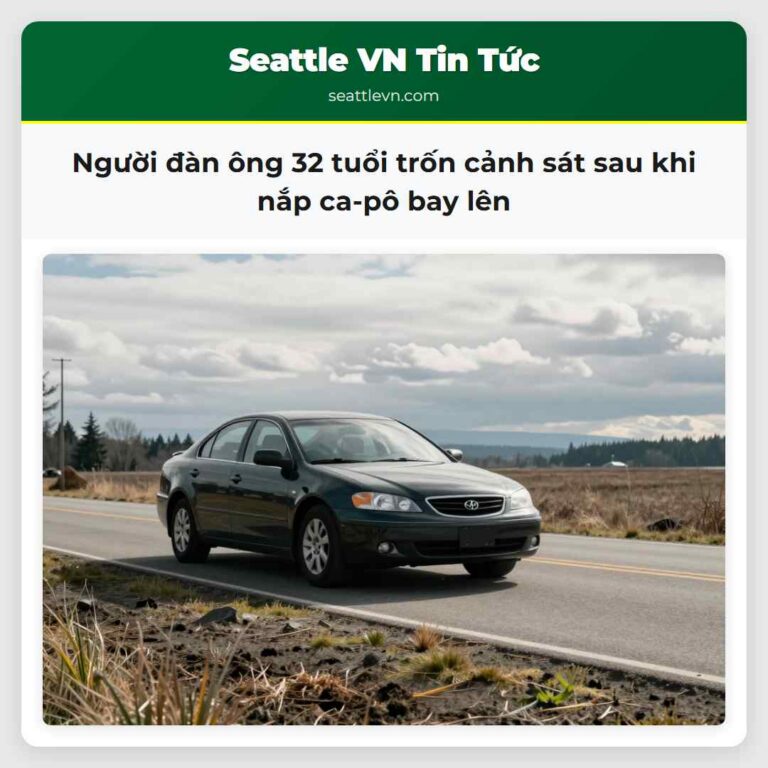 Người đàn ông 32 tuổi trốn cảnh sát sau khi nắp ca-pô bay lên