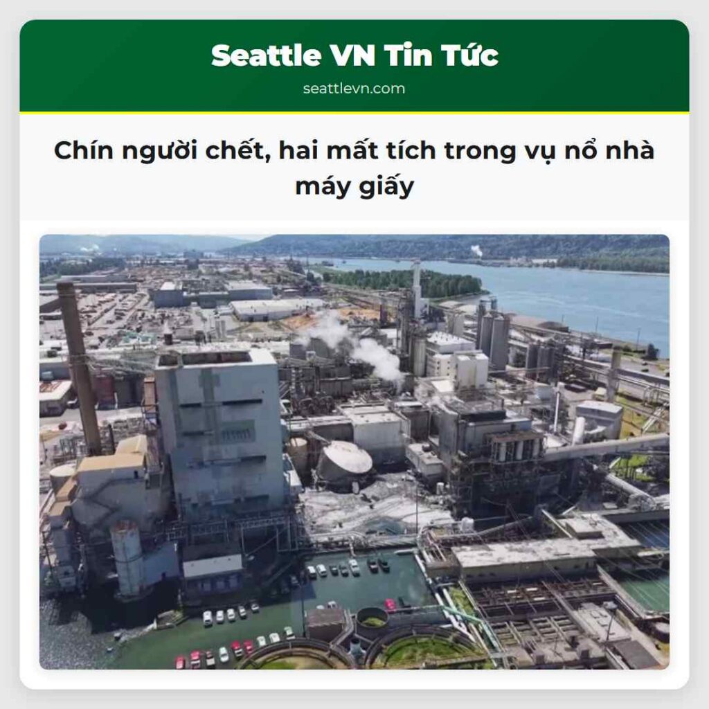 Chín người chết, hai mất tích trong vụ nổ nhà máy