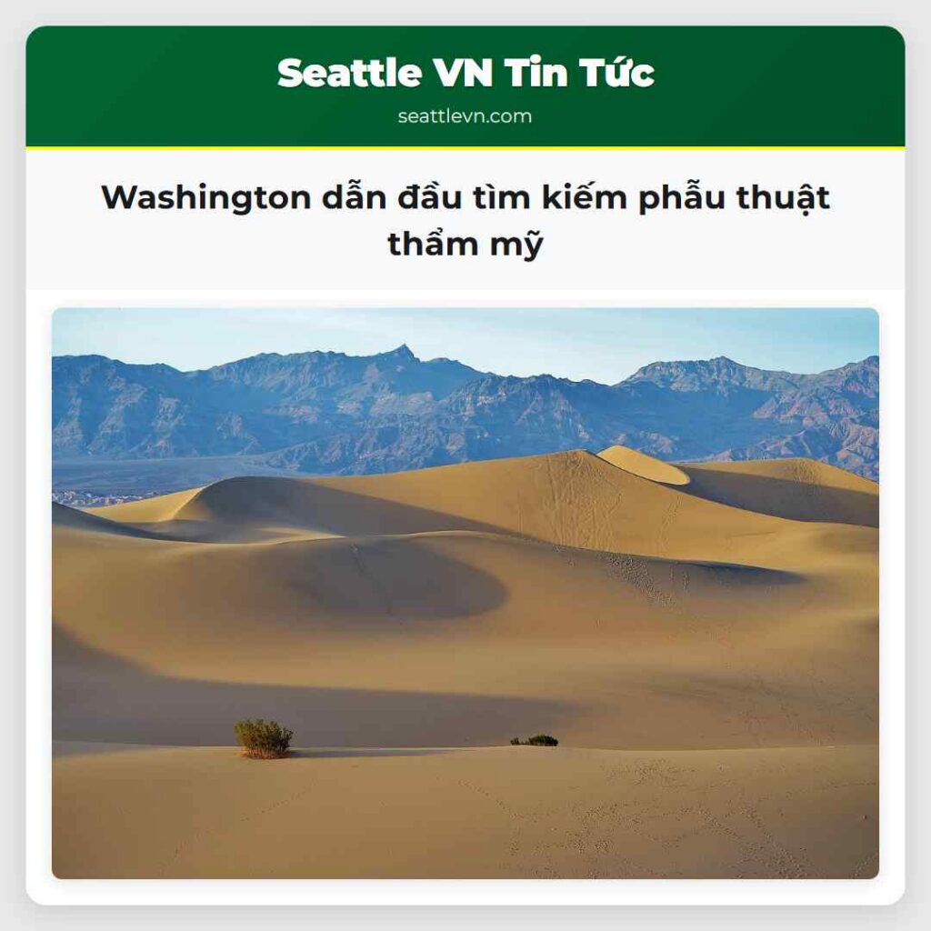 Washington dẫn đầu tìm kiếm phẫu thuật thẩm mỹ