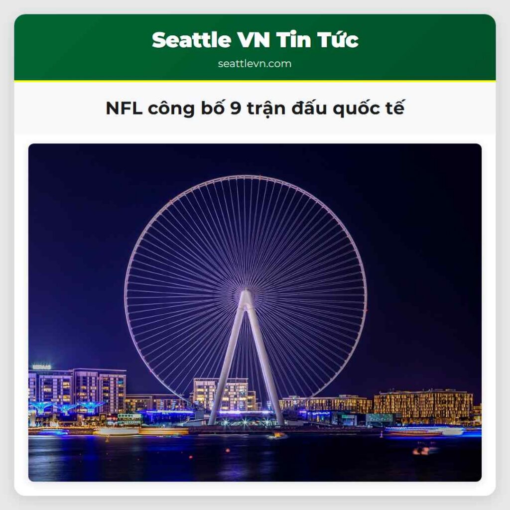 NFL công bố 9 trận đấu quốc tế