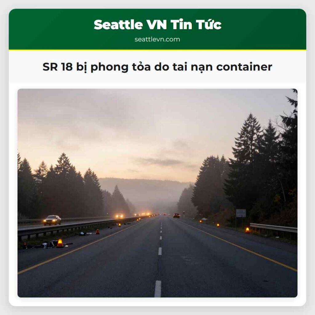 SR 18 bị phong tỏa do tai nạn container