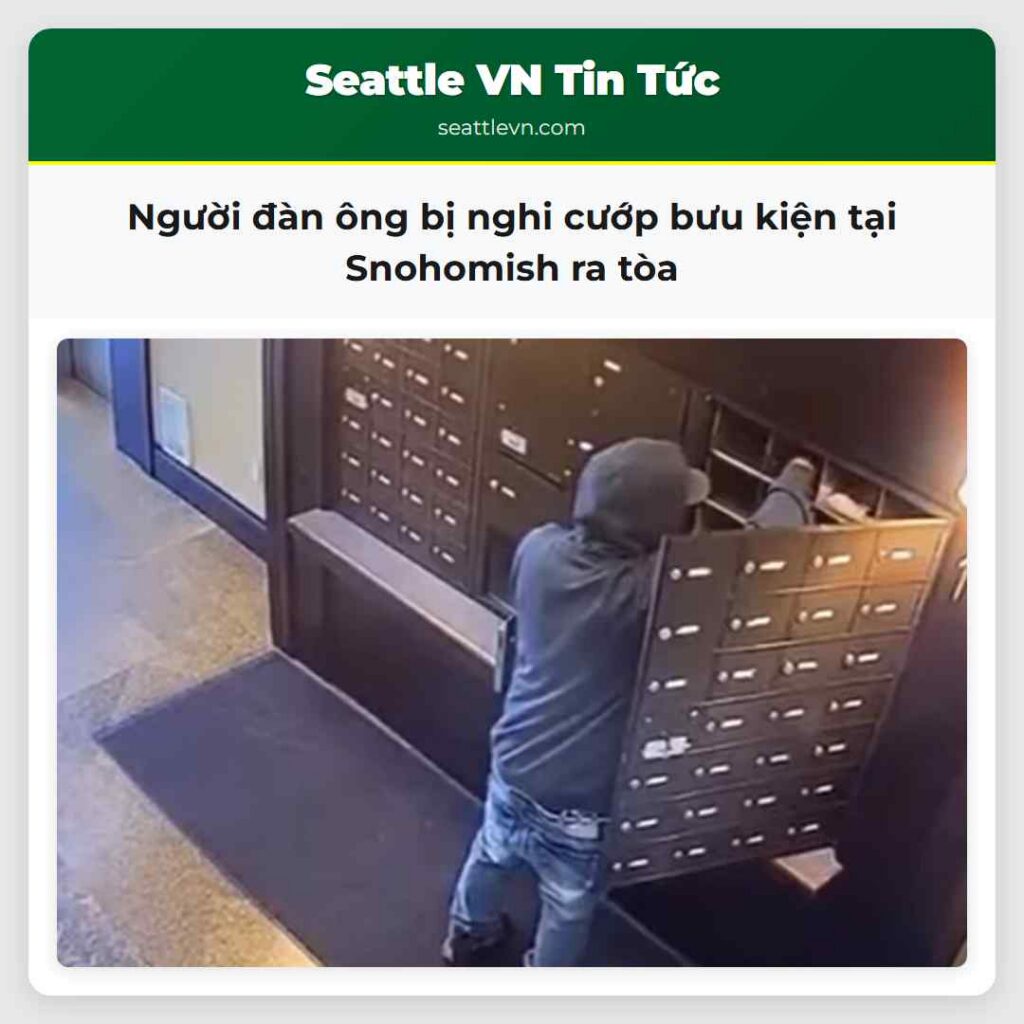 Người đàn ông bị nghi cướp bưu kiện tại Snohomish