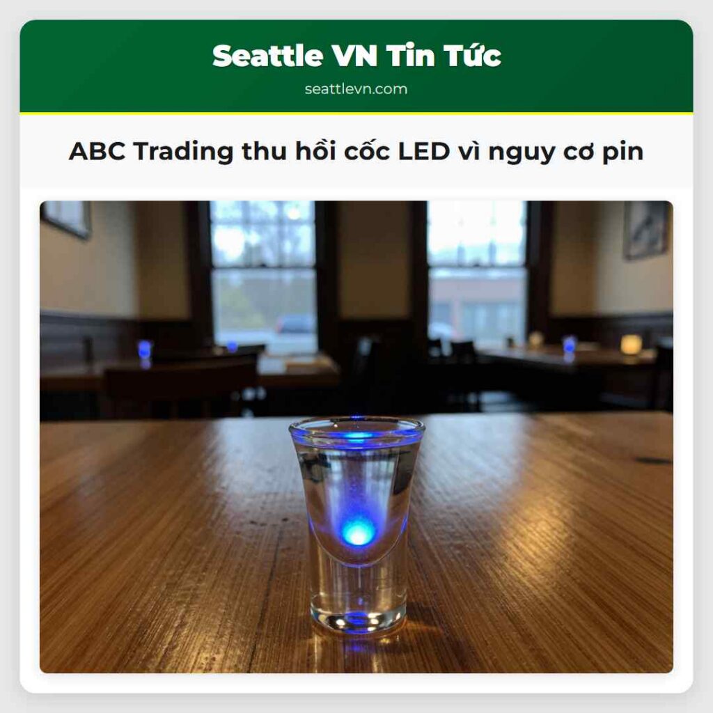 ABC Trading thu hồi cốc LED vì nguy cơ pin