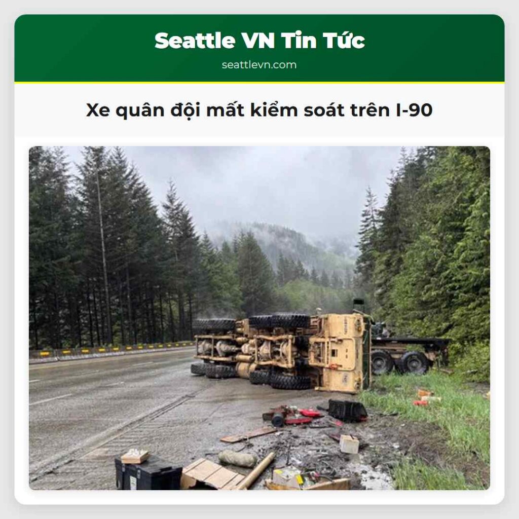 Xe quân đội mất kiểm soát trên I-90