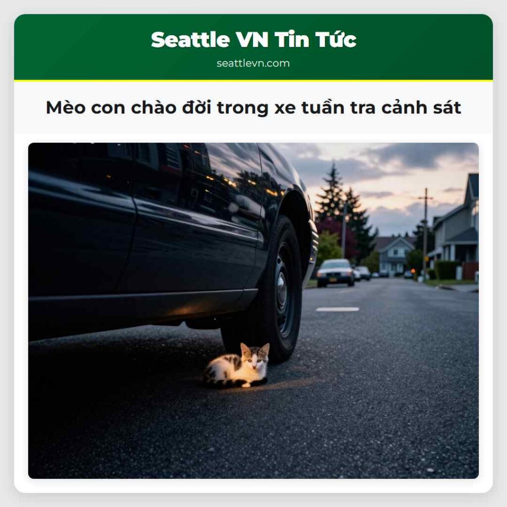 Mèo con chào đời trong xe tuần tra cảnh sát