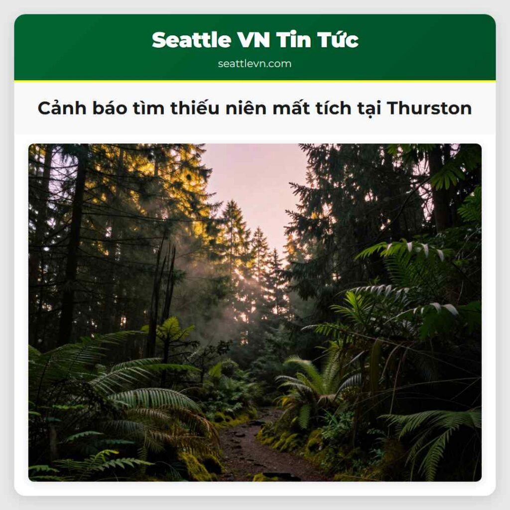 Cảnh báo tìm thiếu niên mất tích tại Thurston