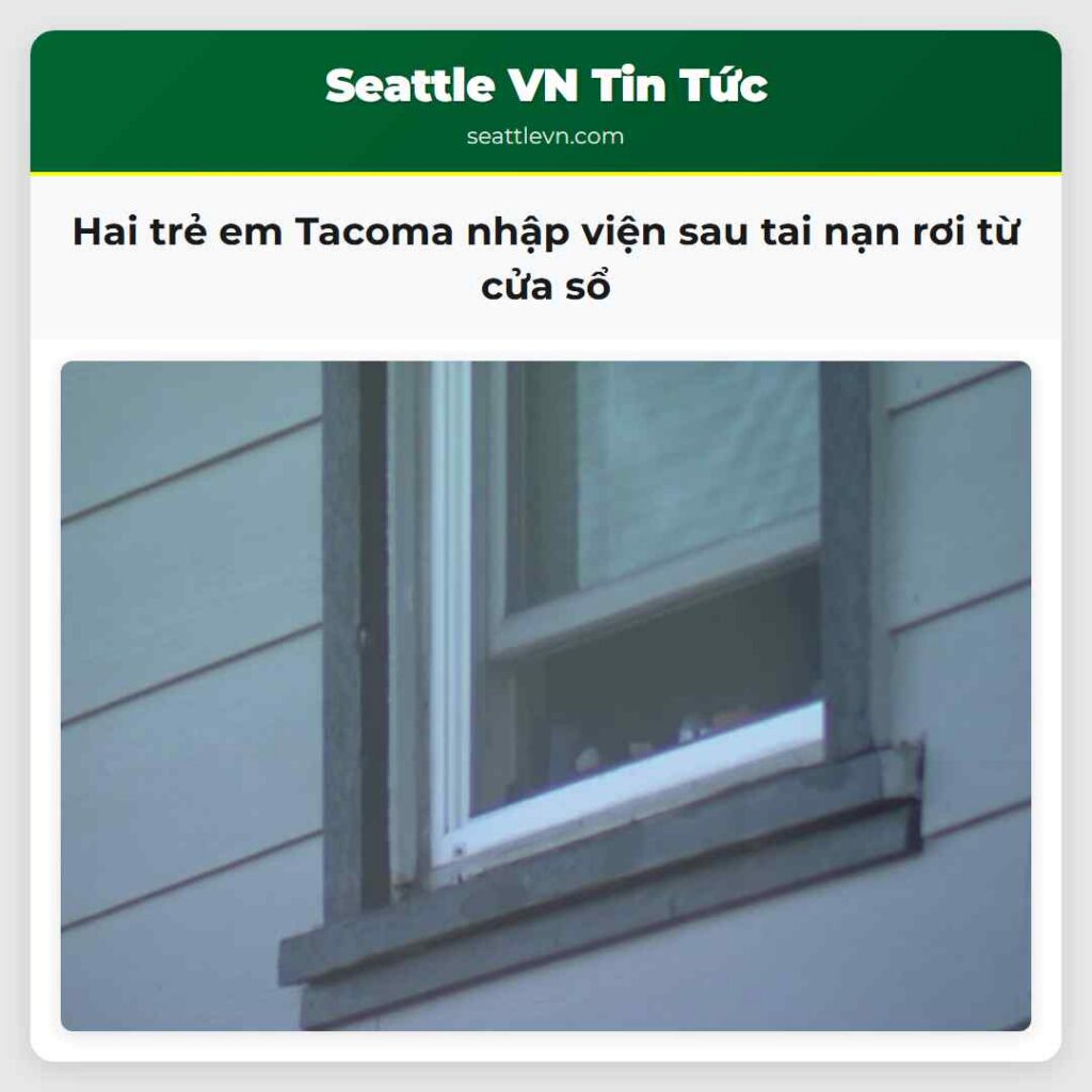Hai trẻ em Tacoma nhập viện sau tai nạn rơi từ