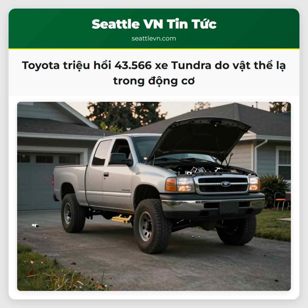 Toyota triệu hồi 43.566 xe Tundra do vật thể lạ