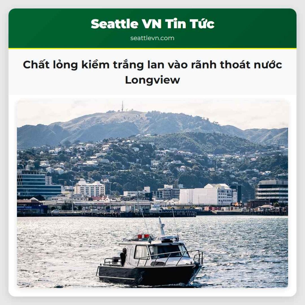 Chất lỏng kiềm trắng lan vào rãnh thoát nước