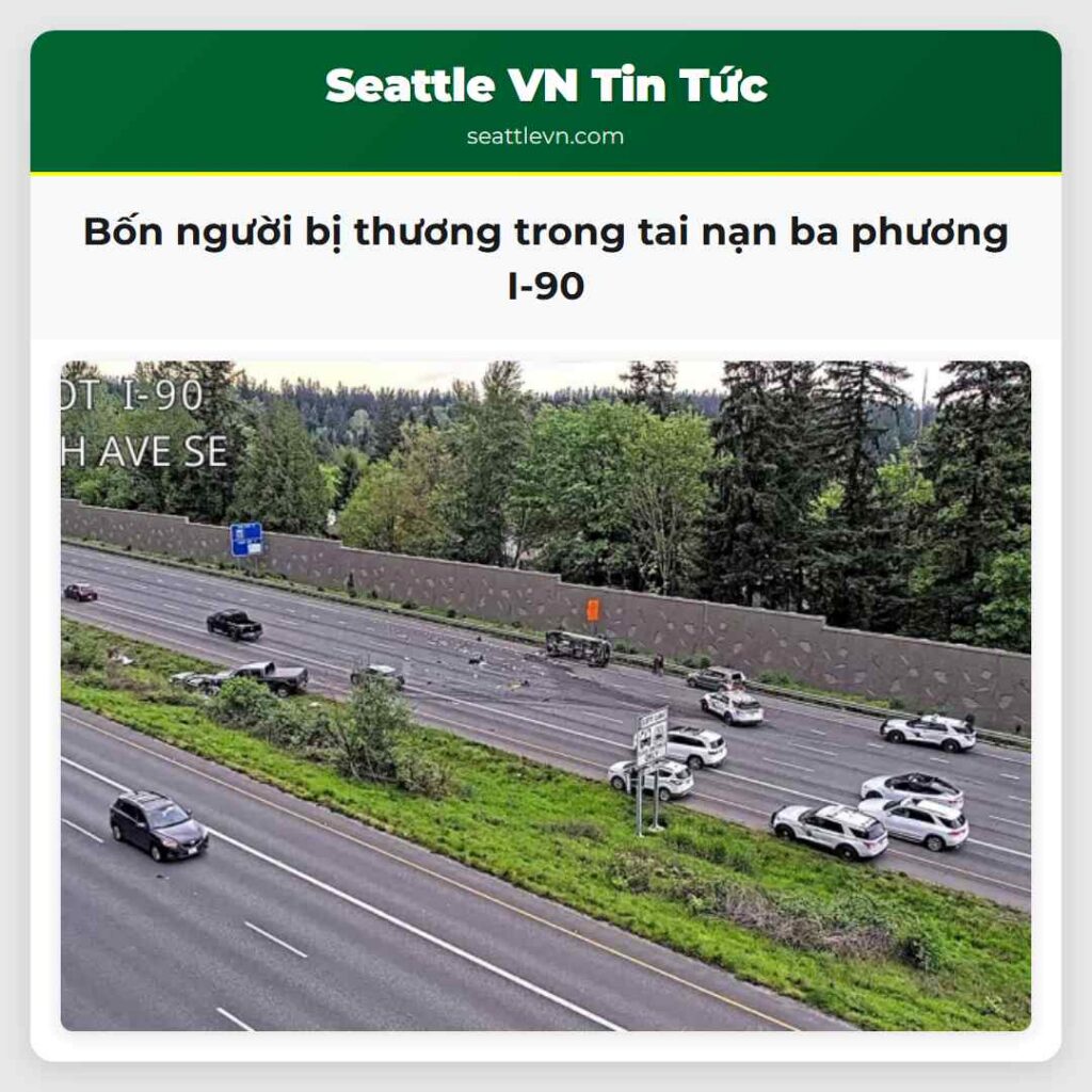 Bốn người bị thương trong tai nạn ba phương I-90