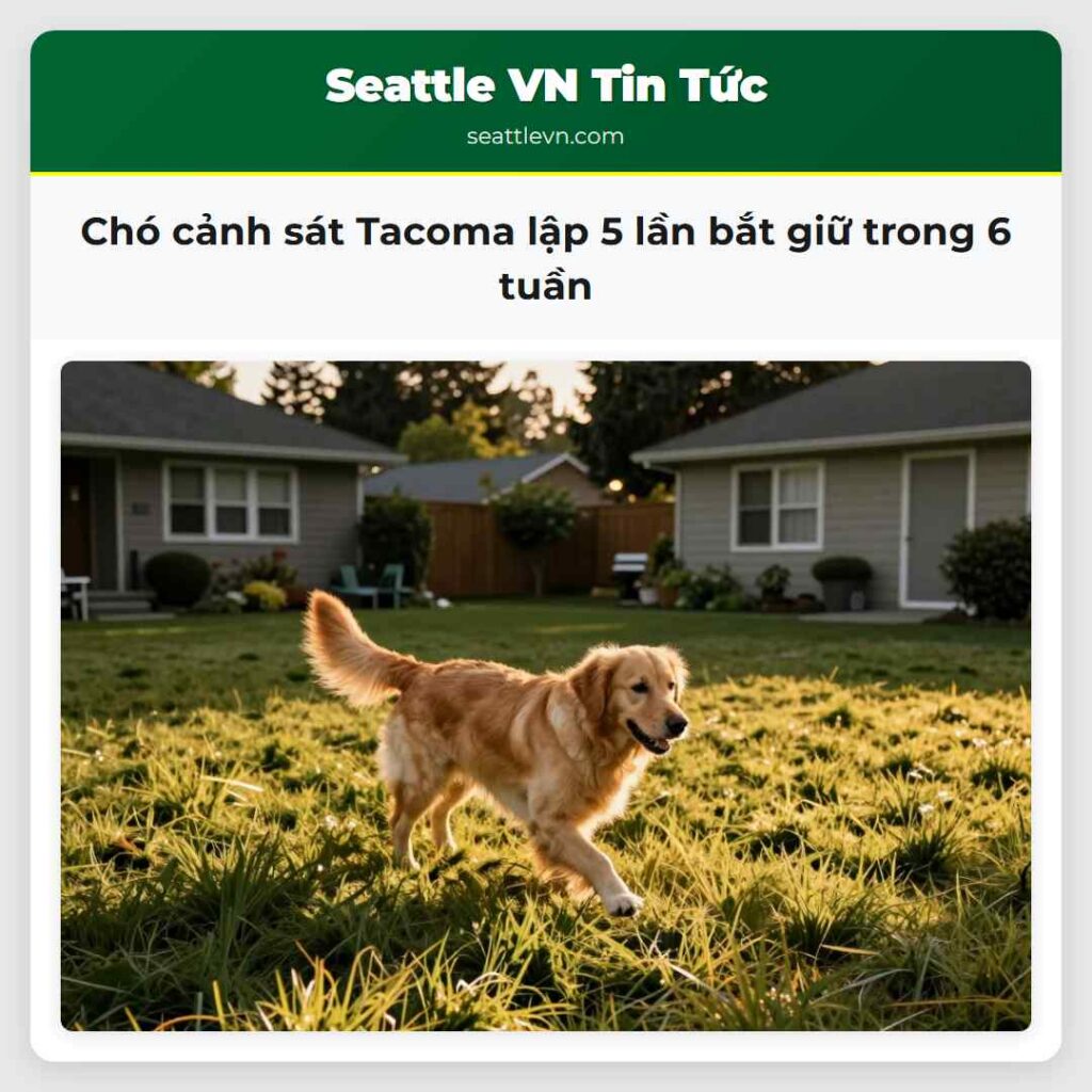 Chó cảnh sát Tacoma lập 5 lần bắt giữ trong 6 tuần