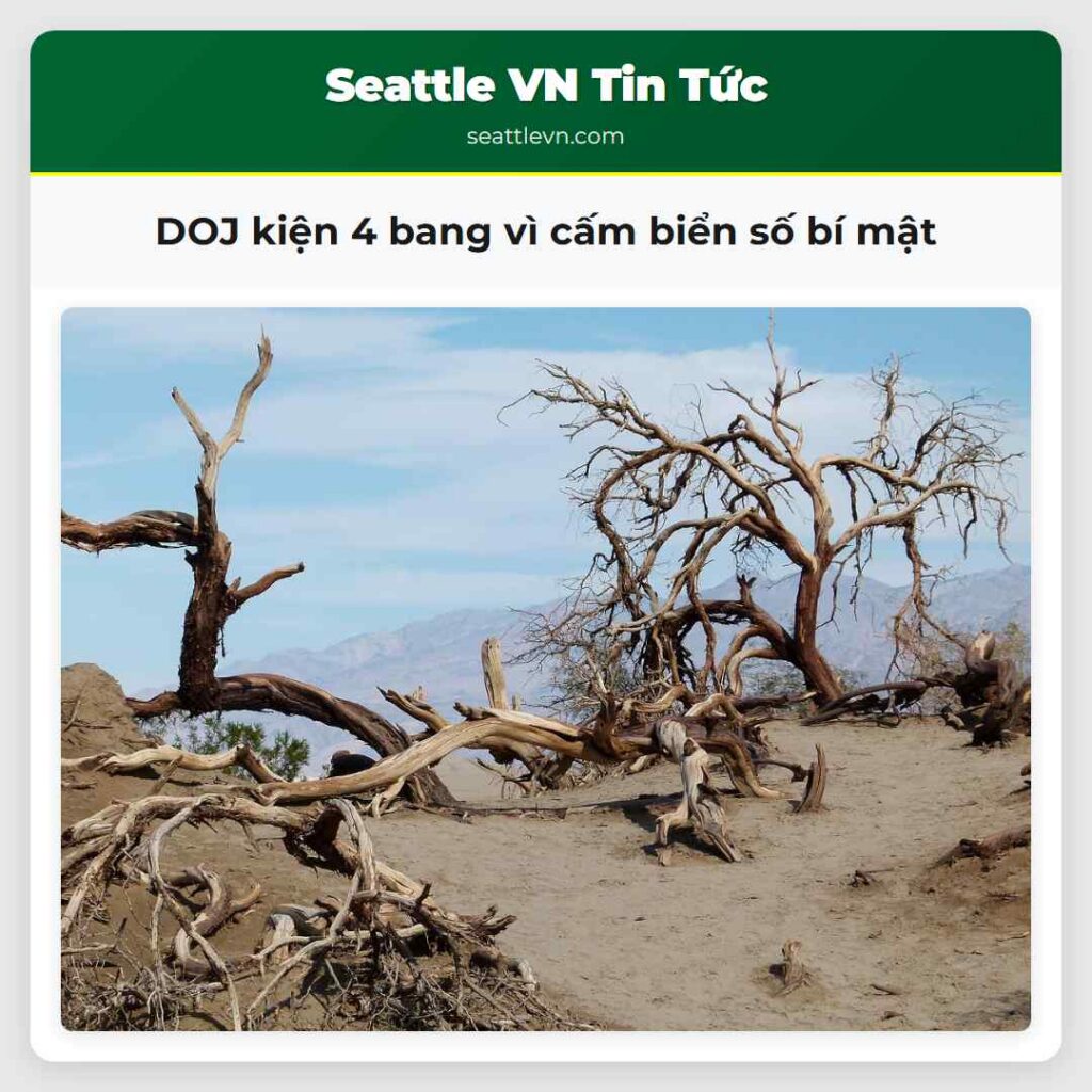 DOJ kiện 4 bang vì cấm biển số bí mật