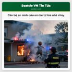 Cán bộ an ninh cứu em bé từ tòa nhà cháy