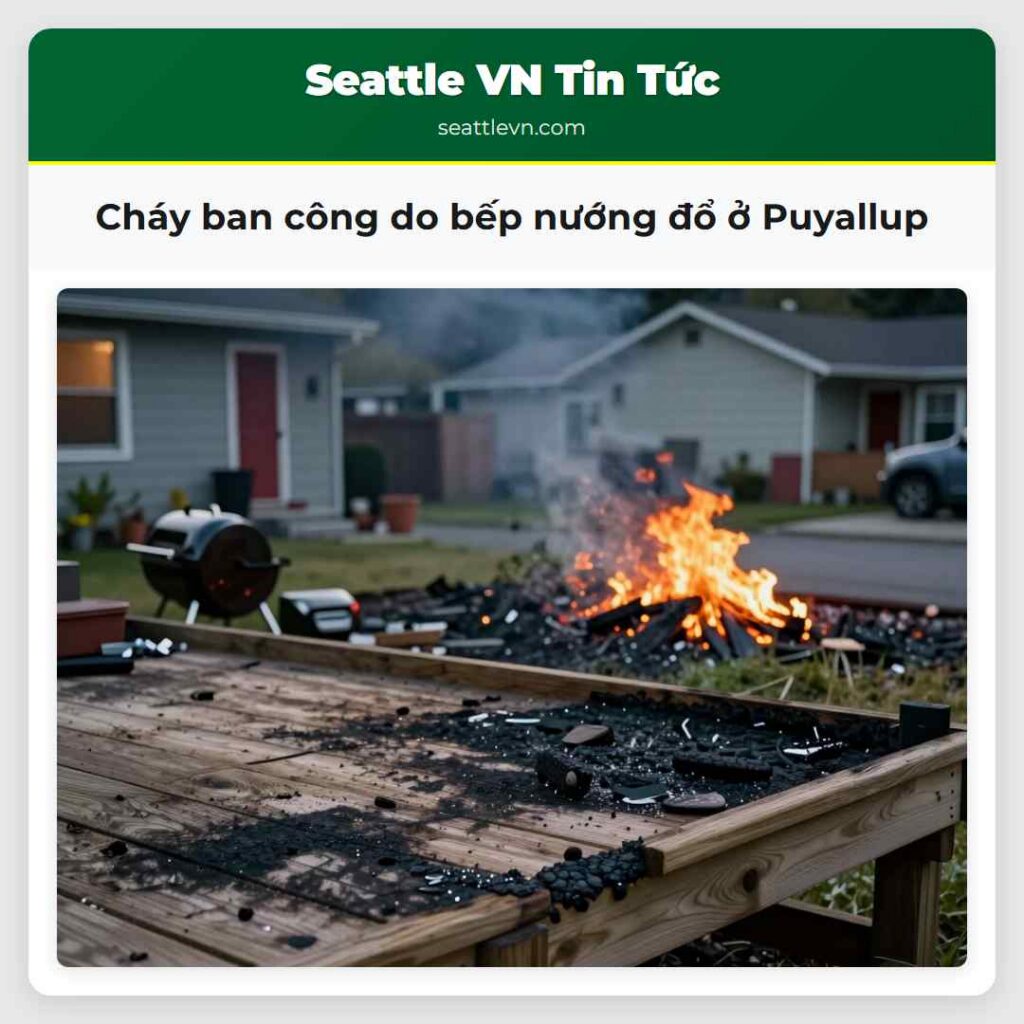 Cháy ban công do bếp nướng đổ ở Puyallup