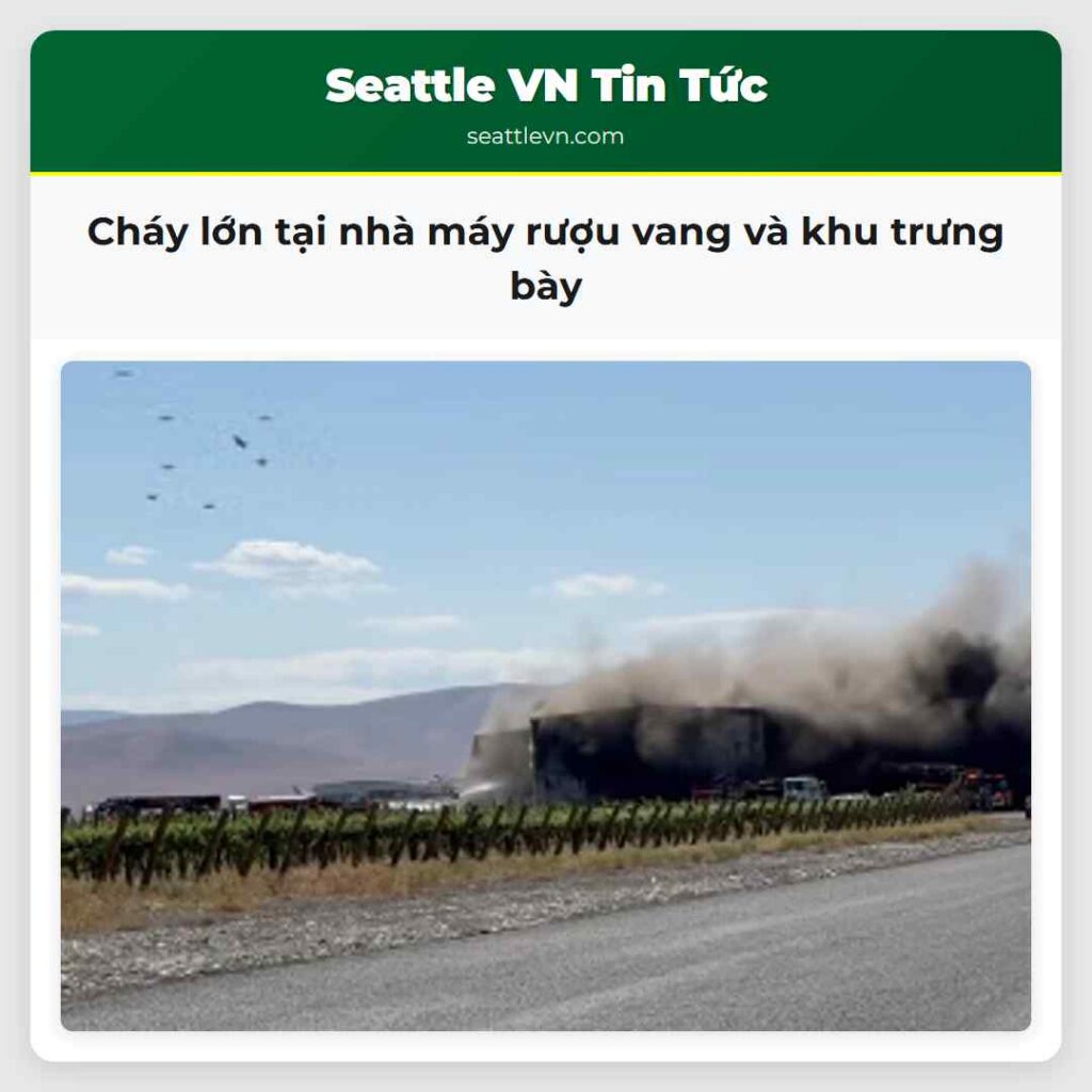 Cháy lớn tại nhà máy rượu vang và khu trưng bày