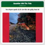 Va chạm quốc lộ 5 ùn tắc do giấy bao bì