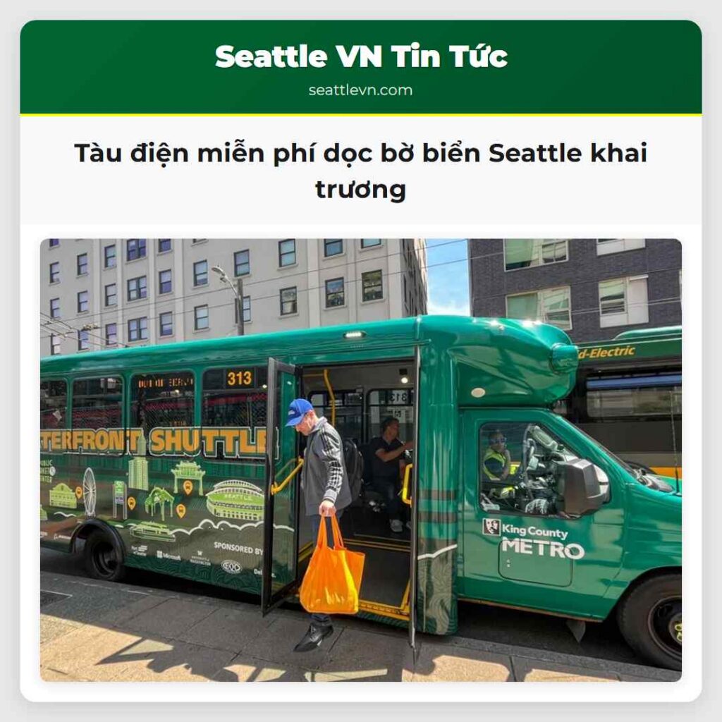 Tàu điện miễn phí dọc bờ biển Seattle khai trương