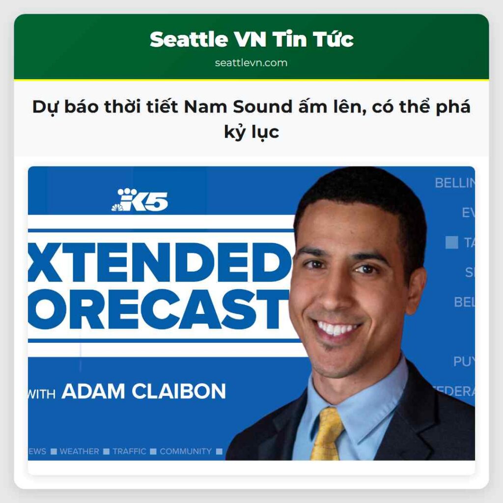 Dự báo thời tiết Nam Sound ấm lên, có thể phá kỷ