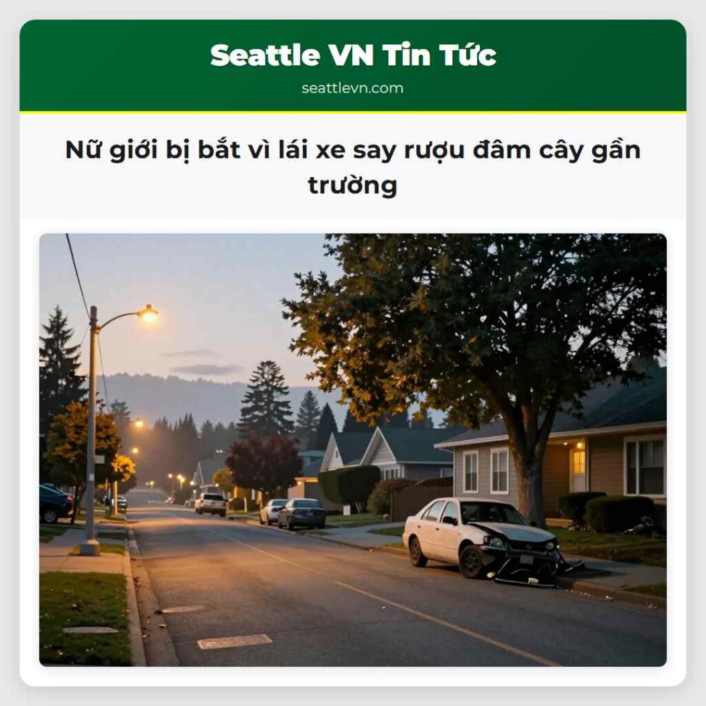 Nữ giới bị bắt vì lái xe say rượu đâm cây gần