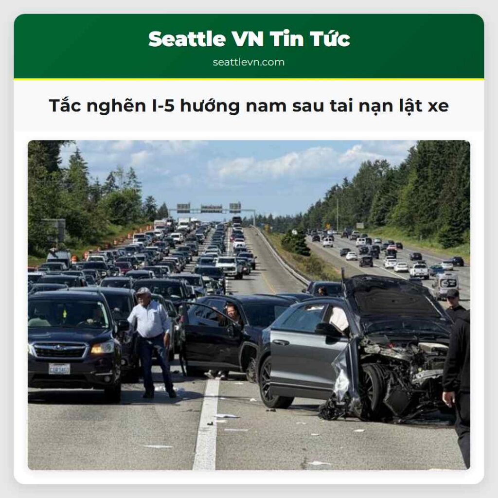 Tắc nghẽn I-5 hướng nam sau tai nạn lật xe