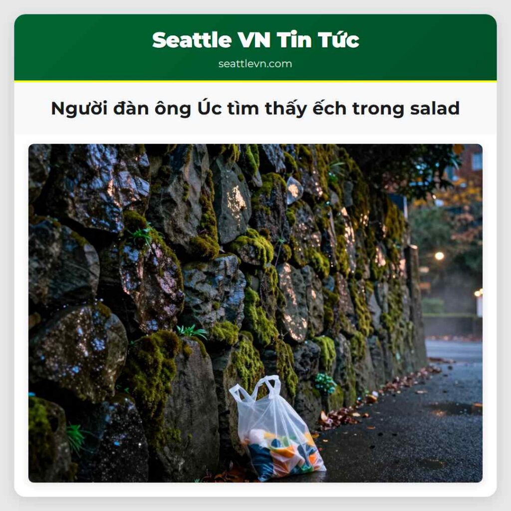 Người đàn ông Úc tìm thấy ếch trong salad