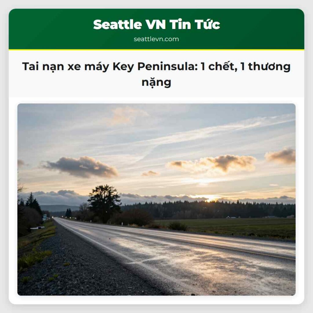Tai nạn xe máy Key Peninsula: 1 chết, 1 thương