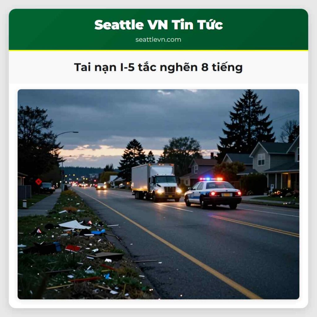 Tai nạn I-5 tắc nghẽn 8 tiếng