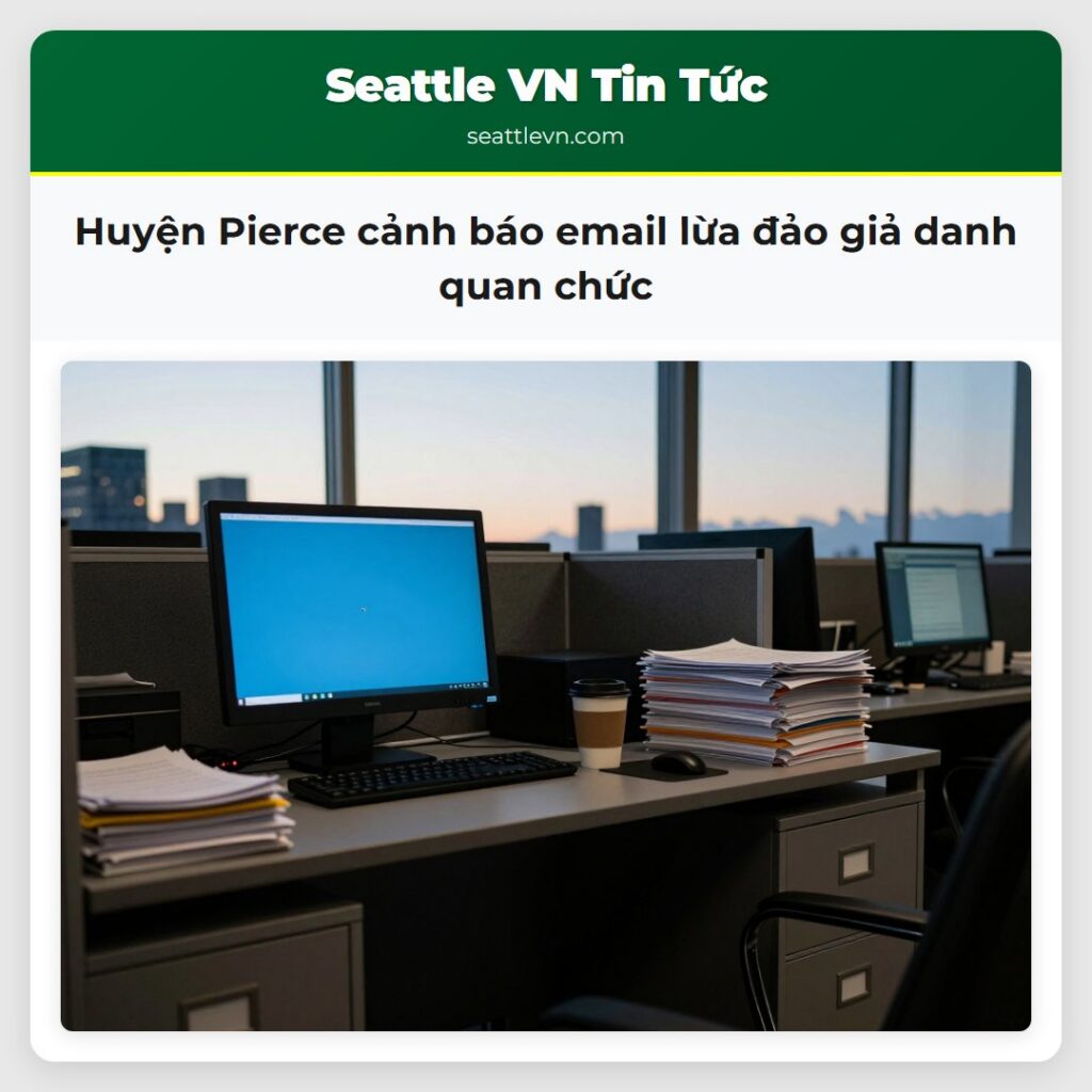 Huyện Pierce cảnh báo email lừa đảo giả danh quan