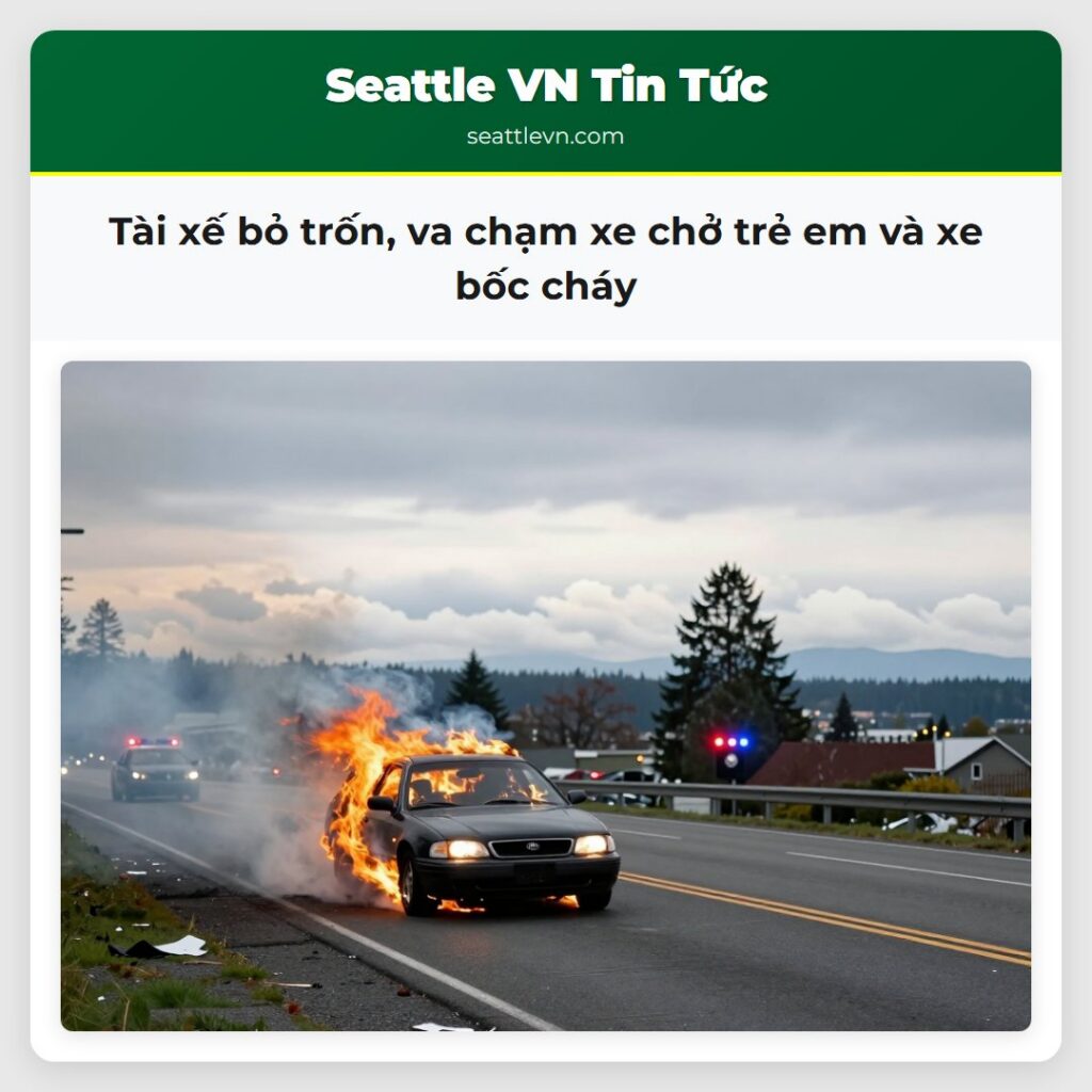 Tài xế bỏ trốn, va chạm xe chở trẻ em và xe bốc