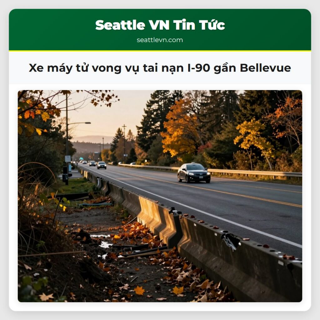 Xe máy tử vong vụ tai nạn I-90 gần Bellevue