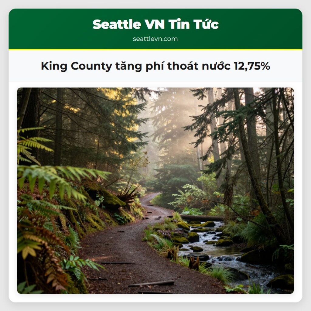 King County tăng phí thoát nước 12,75%