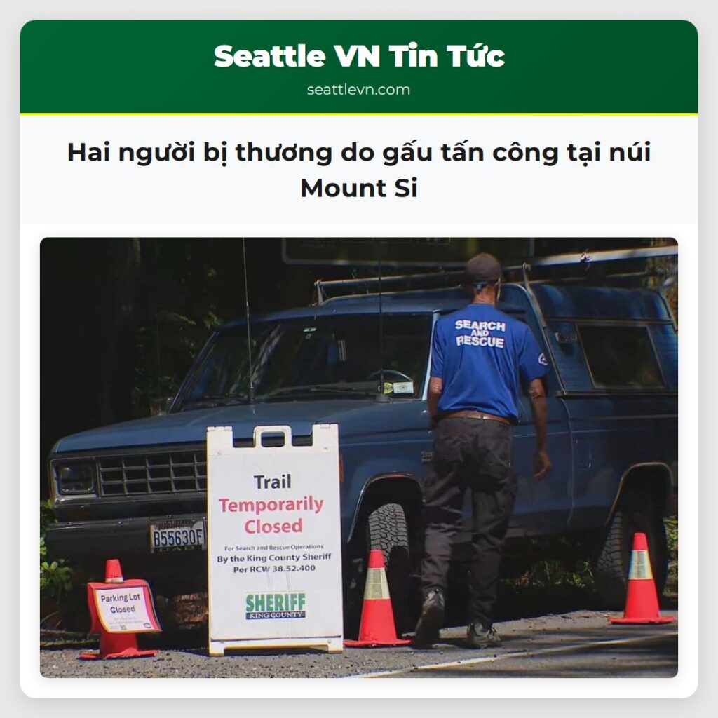 Hai người bị thương do gấu tấn công tại núi Mount