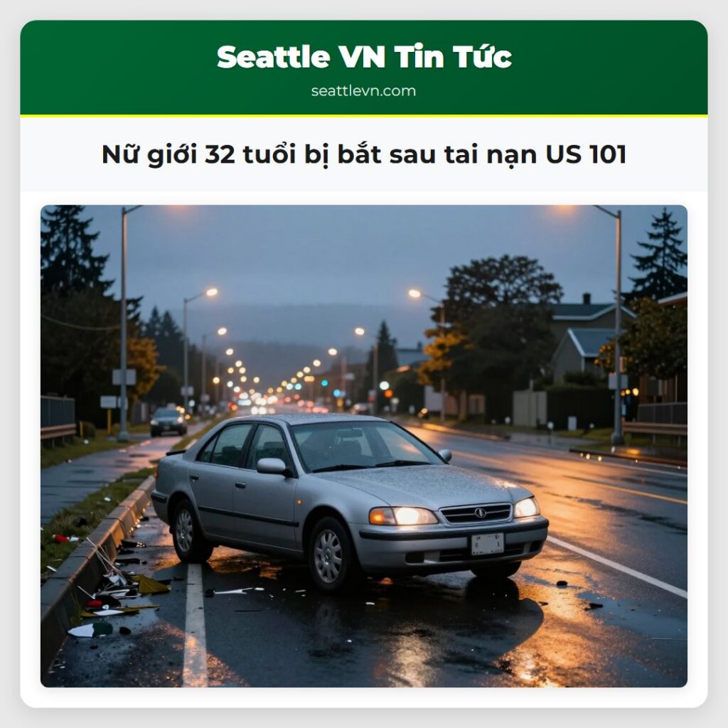 Nữ giới 32 tuổi bị bắt sau tai nạn US 101