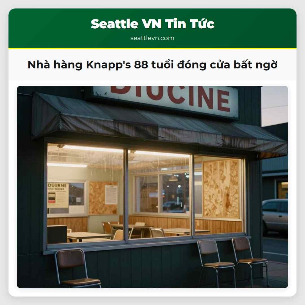 Nhà hàng Knapp's 88 tuổi đóng cửa bất ngờ