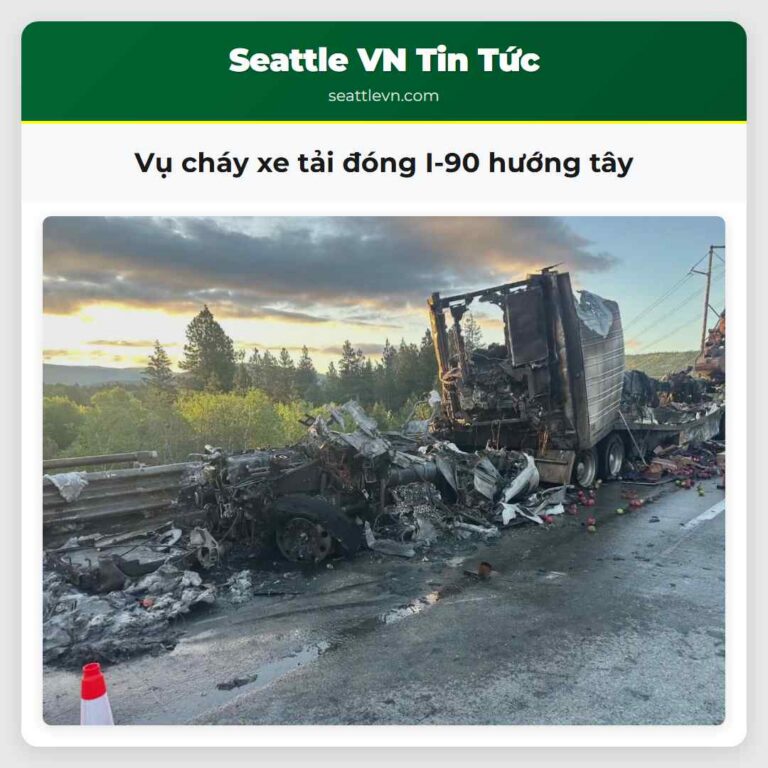 Vụ cháy xe tải đóng I-90 hướng tây