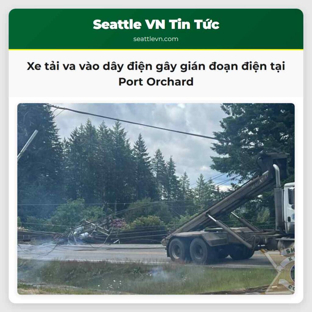 Xe tải va vào dây điện gây gián đoạn điện tại