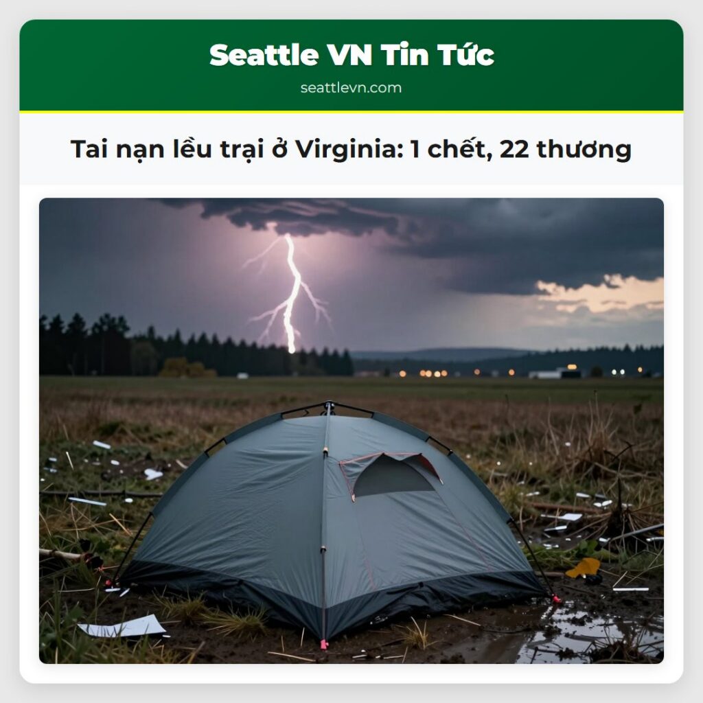 Tai nạn lều trại ở Virginia: 1 chết, 22 thương