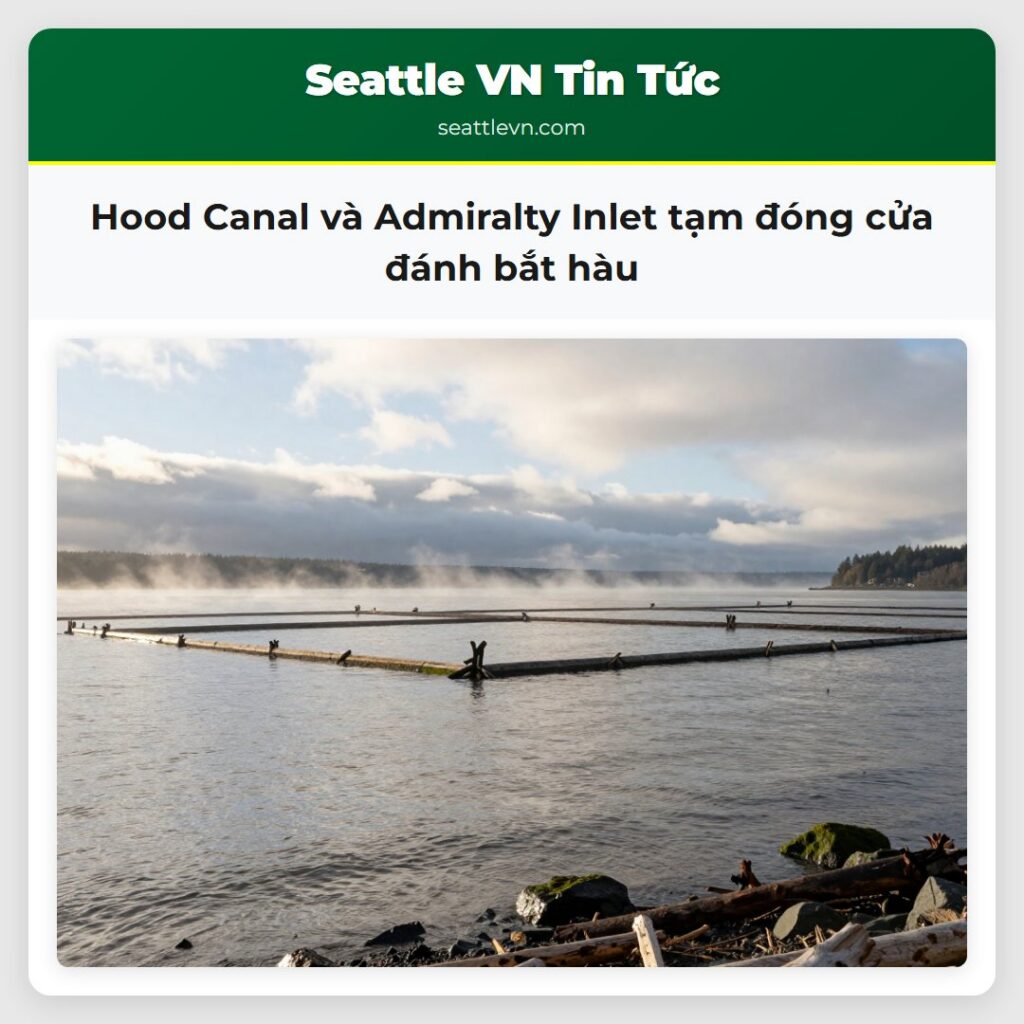 Hood Canal và Admiralty Inlet tạm đóng cửa đánh