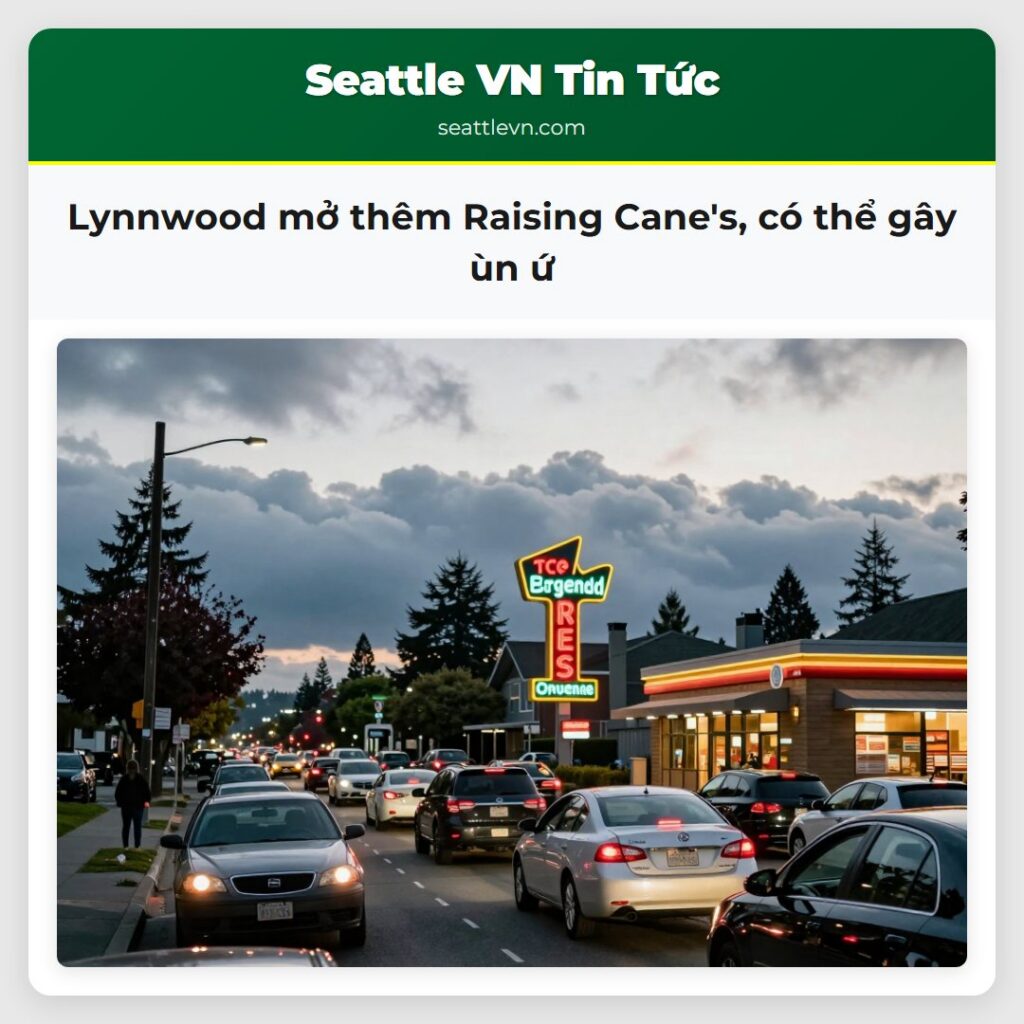 Lynnwood mở thêm Raising Cane's, có thể gây ùn ứ