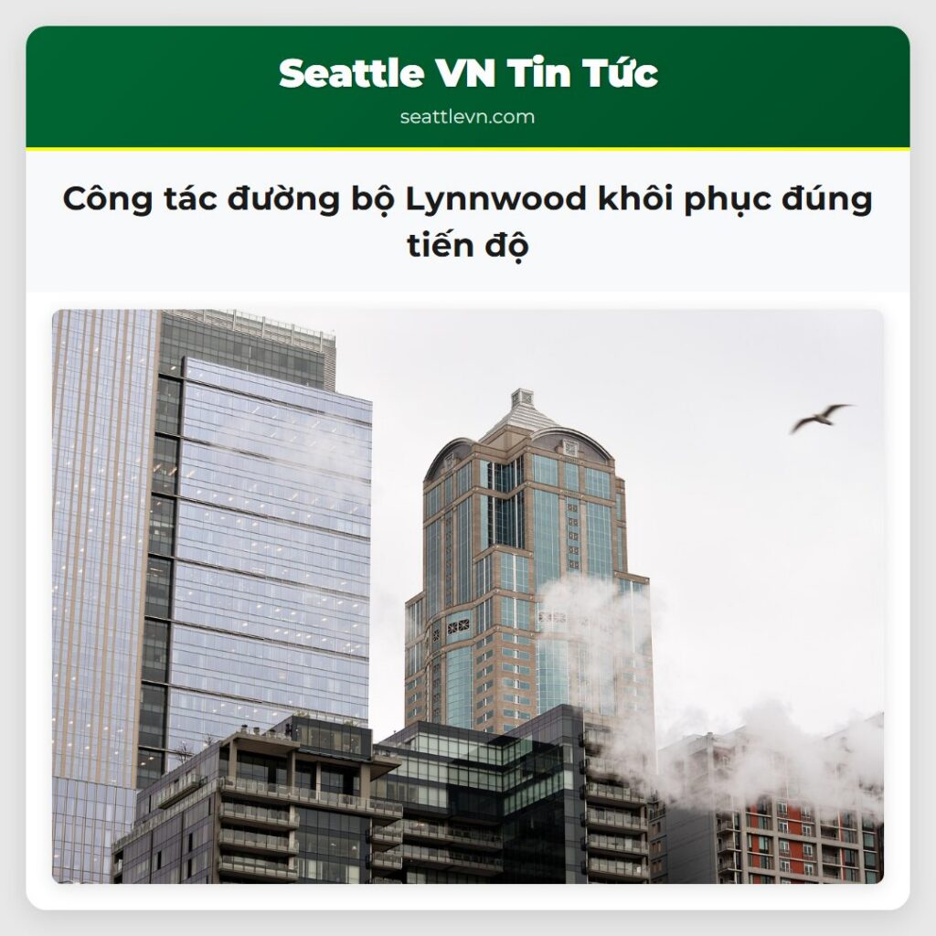 Công tác đường bộ Lynnwood khôi phục đúng tiến độ
