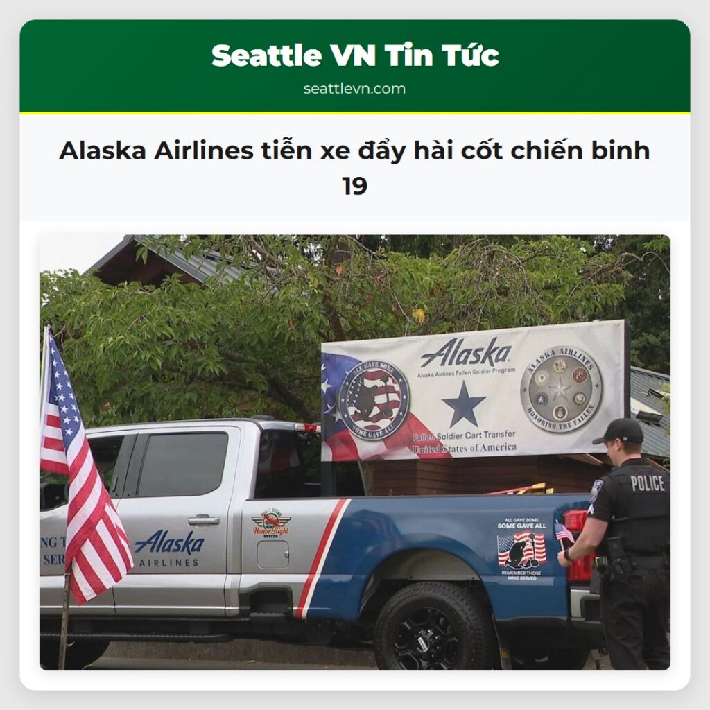 Alaska Airlines tiễn xe đẩy hài cốt chiến binh 19