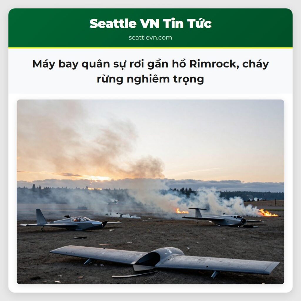 Máy bay quân sự rơi gần hồ Rimrock, cháy rừng