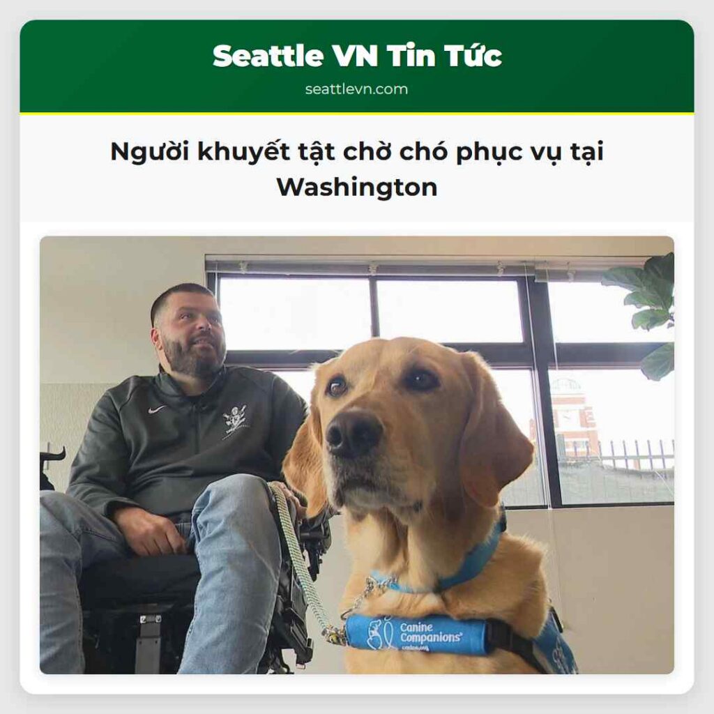 Người khuyết tật chờ chó phục vụ tại Washington
