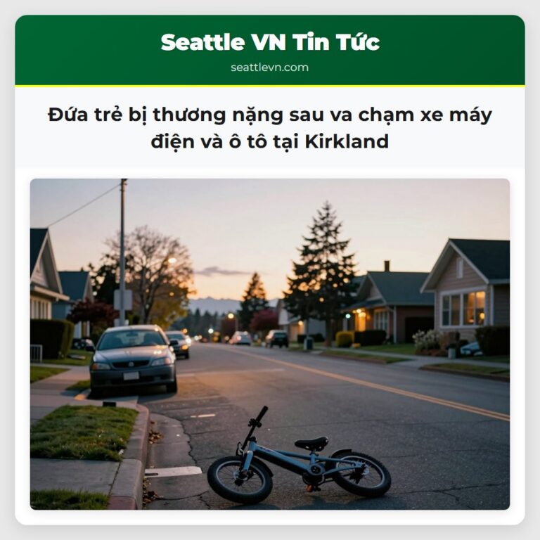 Đứa trẻ bị thương nặng sau va chạm xe máy điện và ô tô tại Kirkland