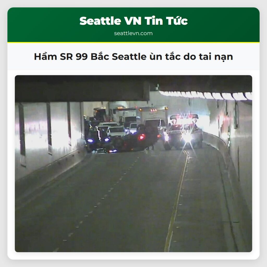 Hầm SR 99 Bắc Seattle ùn tắc do tai nạn