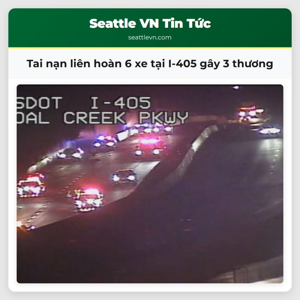 Tai nạn liên hoàn 6 xe tại I-405 gây 3 thương