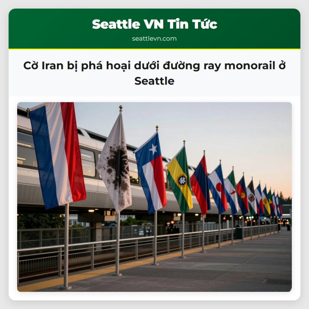 Cờ Iran bị phá hoại dưới đường ray monorail ở